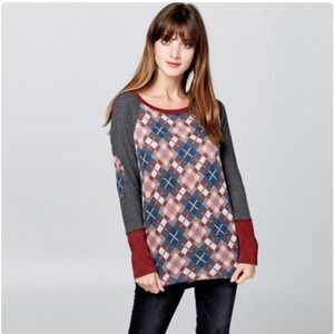 Burgundy Waffle Plaid Top - Unique Style & Design